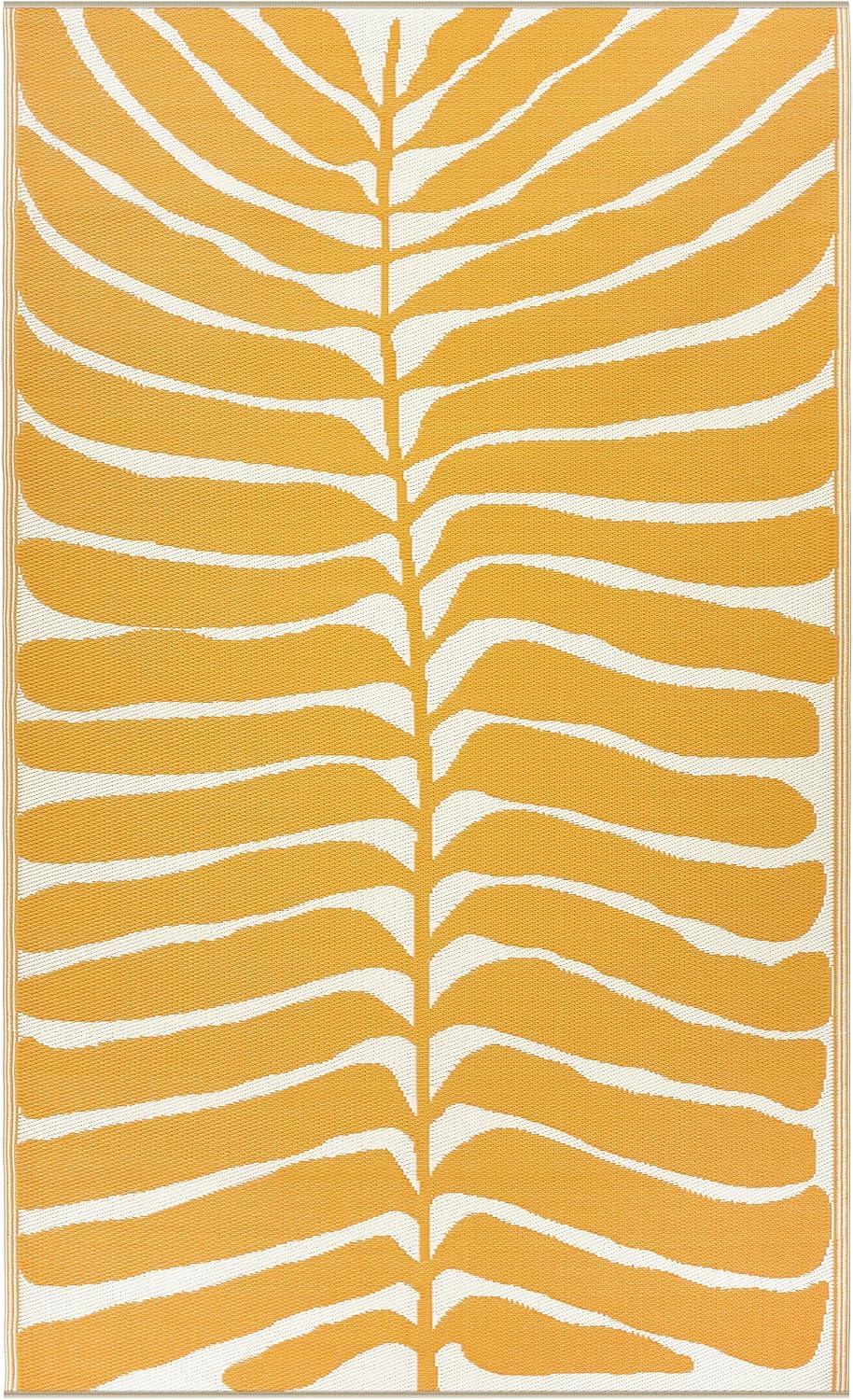 Fab Habitat Tropical Botanical Floral Outdoor Rug - Hilo Honey