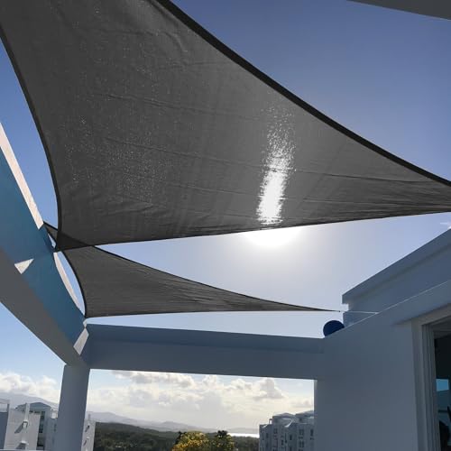 SUNNY GUARD Sun Shade Sail 15'x18'x18' Triangle Graphite Grey UV Block Sunshade for Backyard Yard Deck Patio Garden Outdoor Activities and Facility(We Make Custom Size)