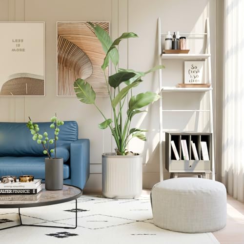 Vego garden Self Watering Pots Home Planters with Water Gauge for Effortless Indoor Plants Cream White
