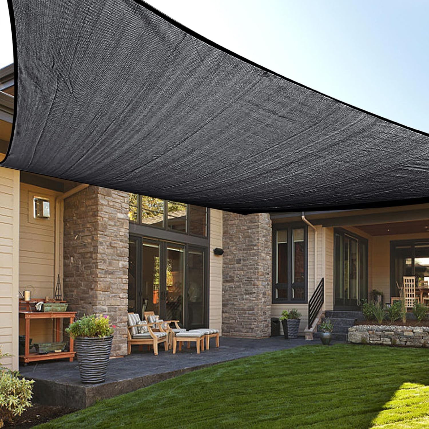 LOVE STORY Custom Size 8'x15' Graphite Grey Sun Shade Sail Rectangle UV Block Canopy Patio Sail Sunshades Fabric for Outdoor Garden Carport (We Make Custom Size)