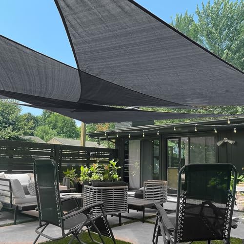 LOVE STORY Custom Size 14'x16'x16' Graphite Grey Sun Shade Sail Triangle Sunshade Fabric Awning Canopy for Patio Backyard Carport Pergola (Customized)