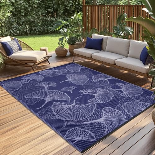 Pcinfuns Outdoor Rug (Navy/Gray)