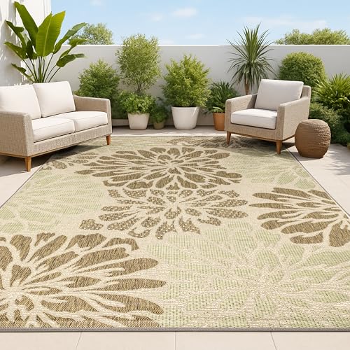 JONATHAN Y Zinnia Floral 6x9 Sage/Brown