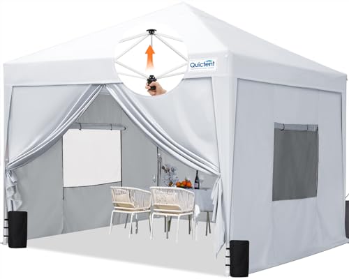 Quictent Privacy 10x10 Pop up Canopy Tent with Sidewalls and Roll-up Ventilated Windows, One Person Setup, Easy Outdoor Commercial Gazebo Shelter Enclosed Waterproof, Bonus 4 Sandbags