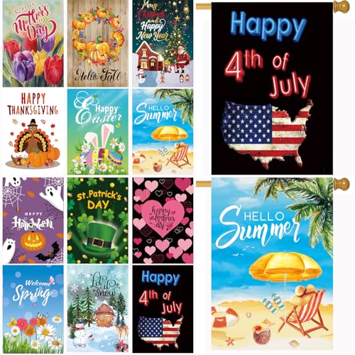 CDLong Seasonal Garden Flag Set of 12