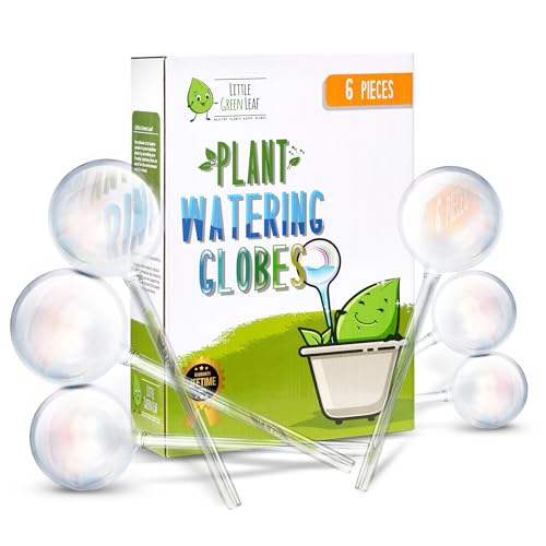 LGL Plant Watering Globes - Automatic Self Watering Globes. Decorative Self Watering Planter Inserts Made From Hand-Blown Durable Glass. Self Watering Spikes to Support Plant Health. 6 Pack x 200ml
