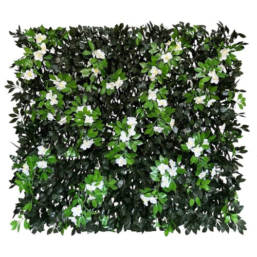Sumery Expandable Fence Privacy Screen (White Flowers, Mid-Range)