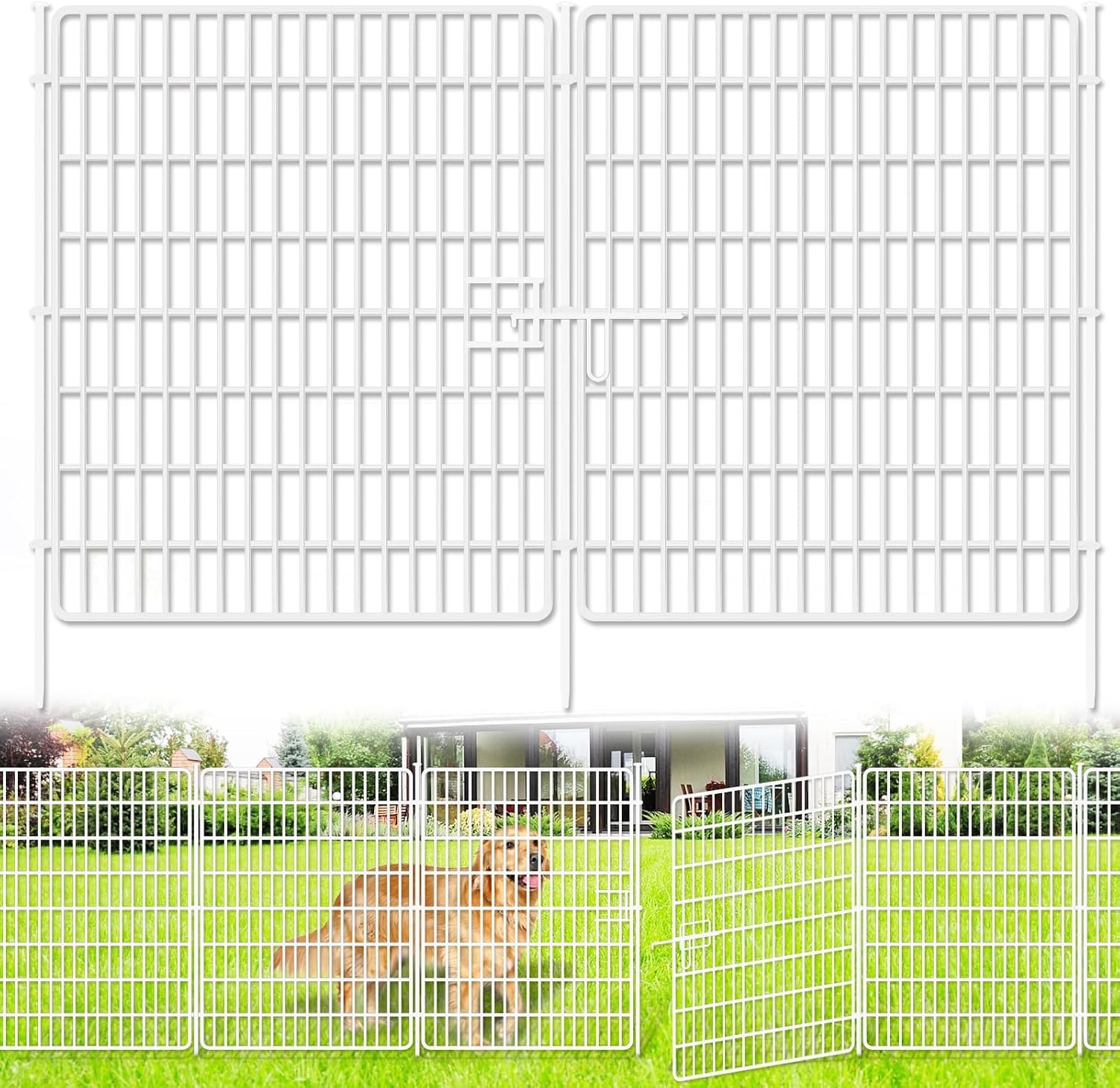 NANYEZH 10 Panels No Dig Fence with Gate (White)