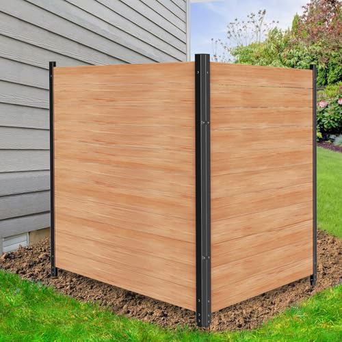 DoCred Air Conditioner Fence, 2-Panel Pool Equipment Enclosure, 36" W x 44" H Privacy Screens Fence Panels with Metal Stakes, Wood Trash Can Fence Privacy Fence Panels for Outside