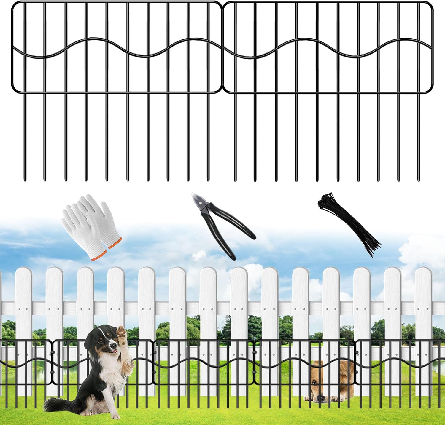 40ft(L) x 13in(H) Garden Animal Barrier Fence, 28panels No Dig Fences, Small Dog Fence Barrier, Animal Barrier Rabbit Fencing Rustproof Metal Decorative Border for Outdoor Garden