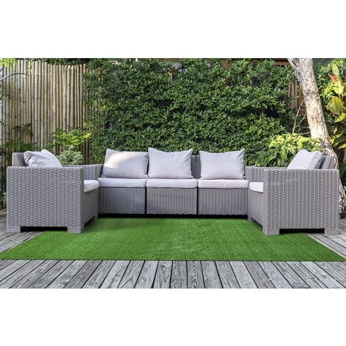 Garland Rug Artificial Grass 5 Ft. X 7 Ft. Large Indoor/Outdoor Area Rug Green -Lush Green, Durable, and Low-Maintenance for Patios, Lawns, and More