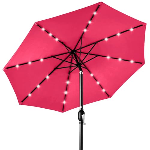 Best Choice Products 10ft Solar LED Umbrella - Hot Pink
