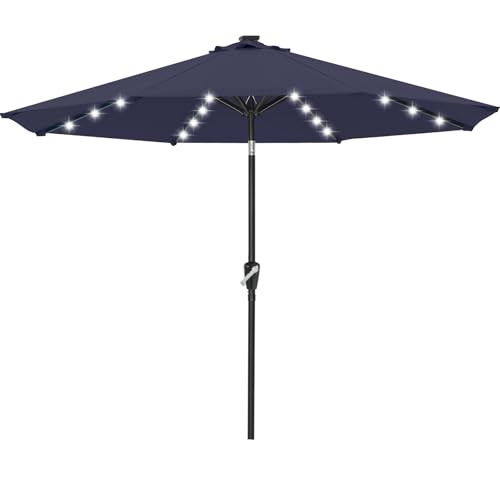 ABCCANOPY Durable Solar Led Patio Umbrellas with 32LED Lights 9FT (Tibetan Blue)