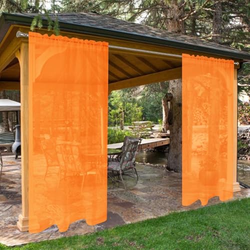 SpaceDresser Waterproof Outdoor Sheer Curtains, Orange