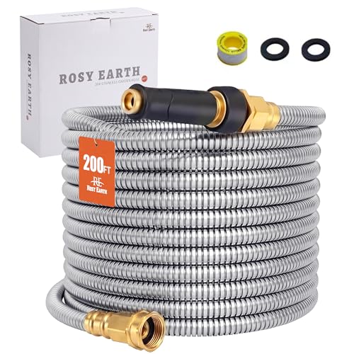 Metal Garden Hose 200 FT - 304 Stainless Steel Water Hose 200 FT - Expandable Short Flexible Garden Hose,no Kink Explosion, no Bite