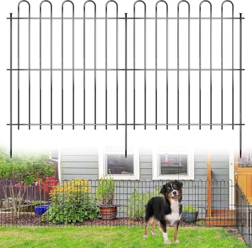25 Panels Decorative Garden Fence, 50ft X 32in Rustproof Metal Animal Barrier Fence, No Dig Fence Garden Fence, Arched Flower Bed Edging Ornamental Wire Border Fencing for Outdoor Yard, Patio Decor
