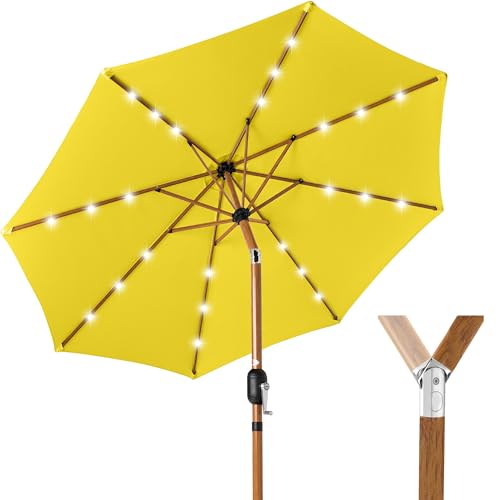 Best Choice Products 10ft Woodgrain Solar Umbrella (Yellow)