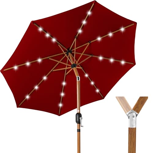 Best Choice Products 10ft Woodgrain Solar Umbrella