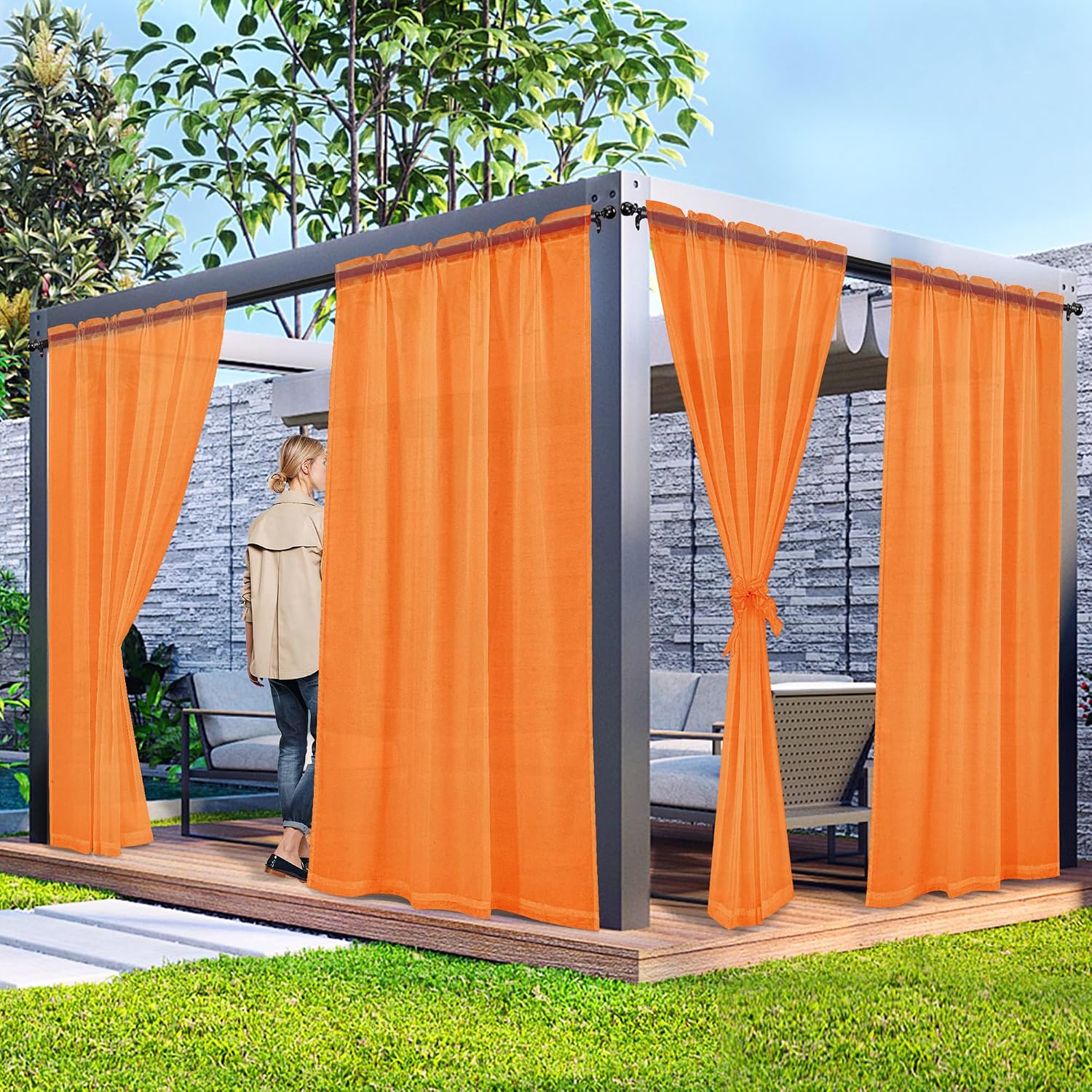 Laseniewa 4-Panel Orange Sheers