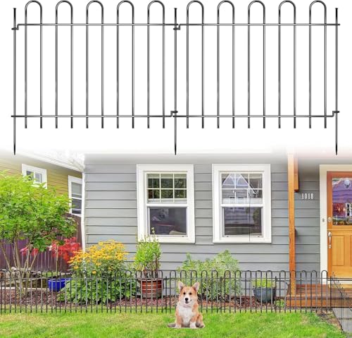26 Panels Decorative Garden Fence, 37ft X 20in Rustproof Metal Animal Barrier Fence, No Dig Fence Garden Fence, Arched Flower Bed Edging Ornamental Wire Border Fencing for Outdoor Yard, Patio Decor