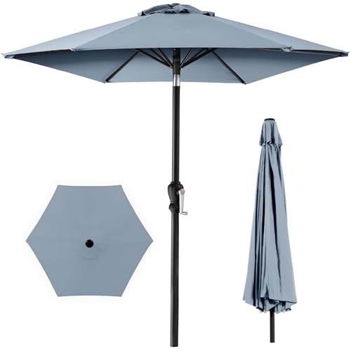 Best Choice Products 10ft Outdoor Steel Polyester Market Patio Umbrella w/Crank, Easy Push Button, Tilt, Table Compatible - Breeze Blue