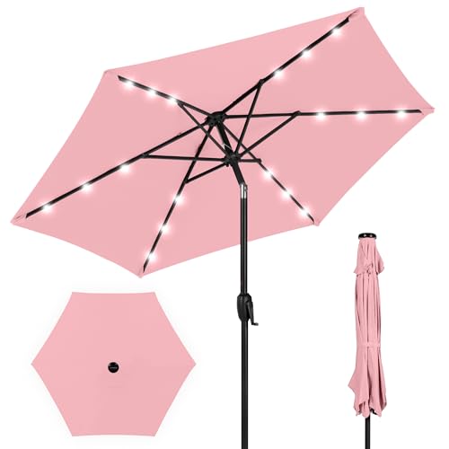Best Choice Products 7.5ft Solar LED Umbrella (Carnation)