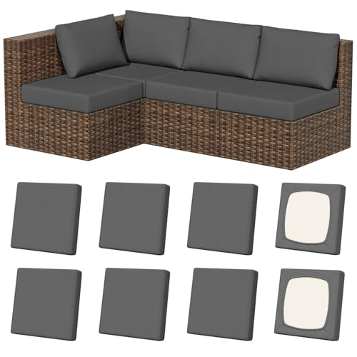 Vorshape 8Pcs Stretch Patio Cushion Covers (Medium Grey)