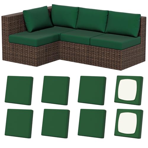 Vorshape 8Pcs Stretch Patio Cushion Covers (Dark Green)