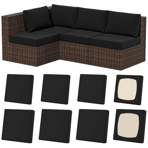 Vorshape 8Pcs Stretch Patio Cushion Covers (Black)