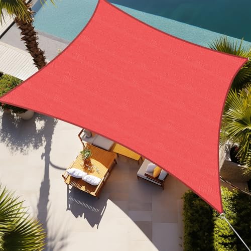 Shade&Beyond 07'x13' Sun Shade Sails Curved Canopy Rectangular Scarlet 185GSM Shade Sail Permeable for Patio Deck Yard Backyard, (We Make Custom Size)