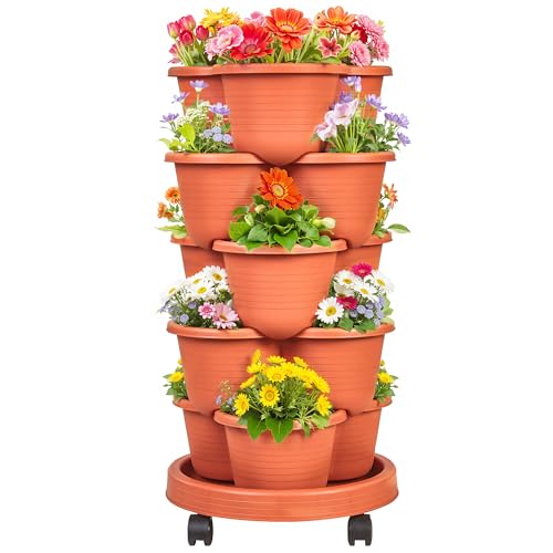 VECELO 5 Tier Vertical Garden Planter (Red)