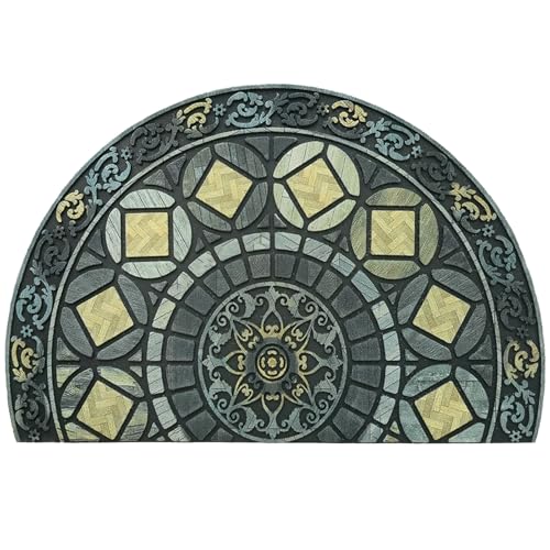 CHICHIC Entrance Door Mat Large 24 x 36 Inch Entry Way Doormat Front Door Rugs Outdoors Heavy Duty Welcome Mat Non Slip Rubber Back Low Profile for Garage, Patio, High Traffic Area, Grey Teal
