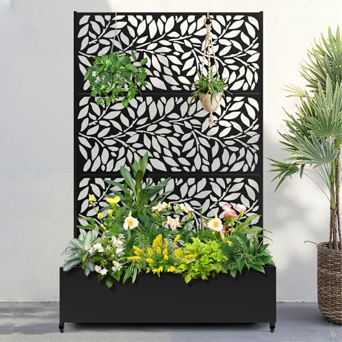 FENCY Metal Raised Garden Bed (Black-Leaf)